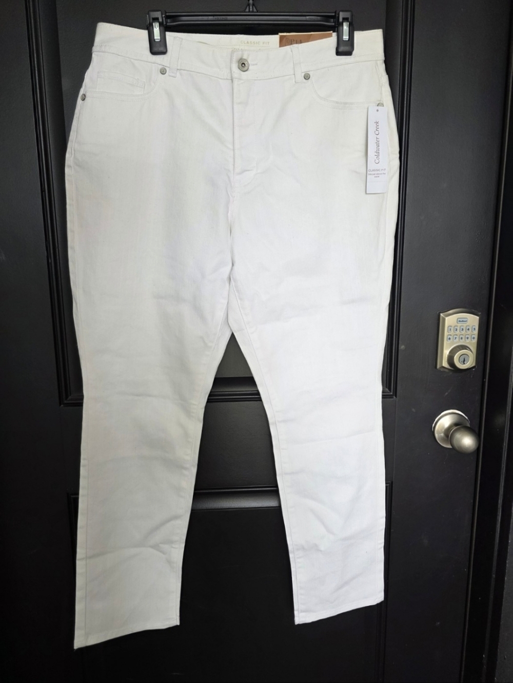 Coldwater Creek White Jeans Women Size 14 Classic Fit Slim Leg Stretch Denim NWT